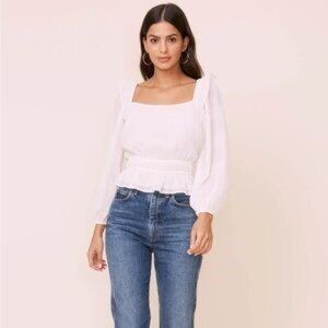 ASTR Pleated Crinkle Ruffle Peplum, Size M